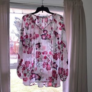 Daisy Fuentes floral sheer blouse